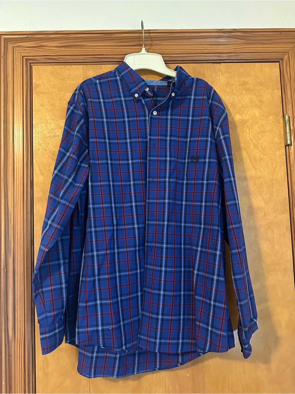 Chaps Blue and Red Plaid Button-Down Shirt
